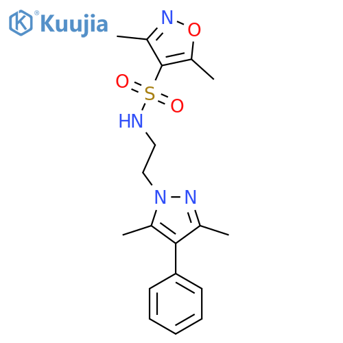 N-[2-(3,5-dimethyl-4-phenyl-1H-pyrazol-1-yl)ethyl]-3,5-dimethyl-1,2-oxazole-4-sulfonamide structure