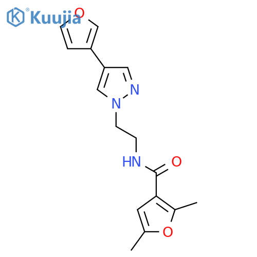 N-{2-[4-(furan-3-yl)-1H-pyrazol-1-yl]ethyl}-2,5-dimethylfuran-3-carboxamide structure
