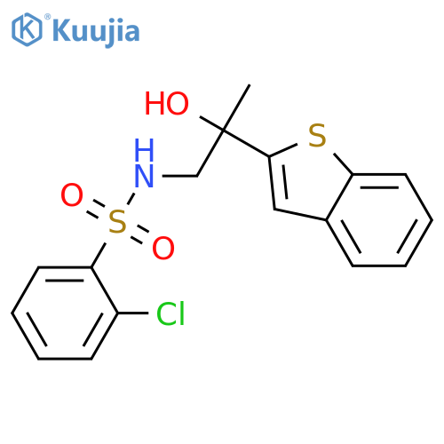 N-[2-(1-benzothiophen-2-yl)-2-hydroxypropyl]-2-chlorobenzene-1-sulfonamide structure