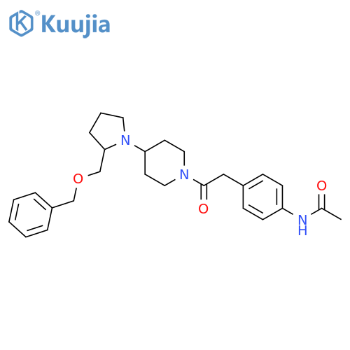 N-{4-[2-(4-{2-[(benzyloxy)methyl]pyrrolidin-1-yl}piperidin-1-yl)-2-oxoethyl]phenyl}acetamide structure
