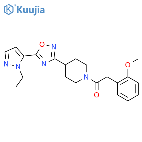 1-{4-5-(1-ethyl-1H-pyrazol-5-yl)-1,2,4-oxadiazol-3-ylpiperidin-1-yl}-2-(2-methoxyphenyl)ethan-1-one structure