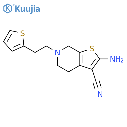 2-amino-6-[2-(thiophen-2-yl)ethyl]-4H,5H,6H,7H-thieno[2,3-c]pyridine-3-carbonitrile structure