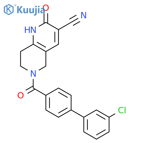 6-[4-(3-chlorophenyl)benzoyl]-2-oxo-1,5,7,8-tetrahydro-1,6-naphthyridine-3-carbonitrile structure
