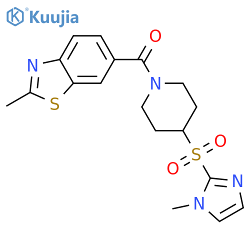 2-methyl-6-{4-(1-methyl-1H-imidazol-2-yl)sulfonylpiperidine-1-carbonyl}-1,3-benzothiazole structure