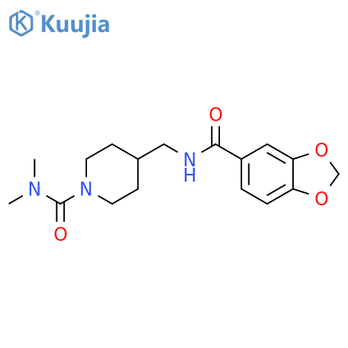 4-{(2H-1,3-benzodioxol-5-yl)formamidomethyl}-N,N-dimethylpiperidine-1-carboxamide structure