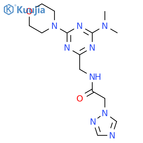 N-{4-(dimethylamino)-6-(morpholin-4-yl)-1,3,5-triazin-2-ylmethyl}-2-(1H-1,2,4-triazol-1-yl)acetamide structure