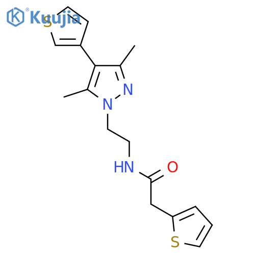 N-{2-[3,5-dimethyl-4-(thiophen-3-yl)-1H-pyrazol-1-yl]ethyl}-2-(thiophen-2-yl)acetamide structure