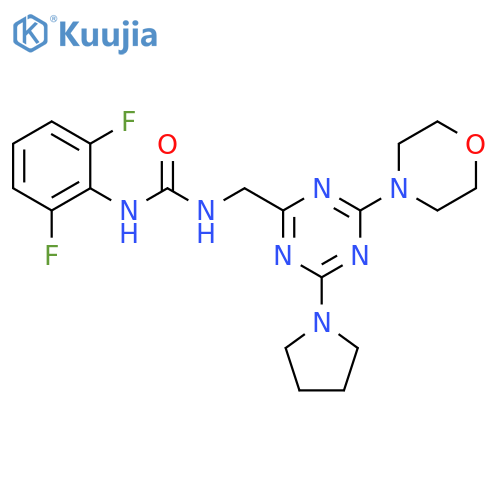 1-(2,6-difluorophenyl)-3-{4-(morpholin-4-yl)-6-(pyrrolidin-1-yl)-1,3,5-triazin-2-ylmethyl}urea structure