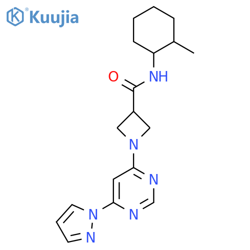 N-(2-methylcyclohexyl)-1-6-(1H-pyrazol-1-yl)pyrimidin-4-ylazetidine-3-carboxamide structure