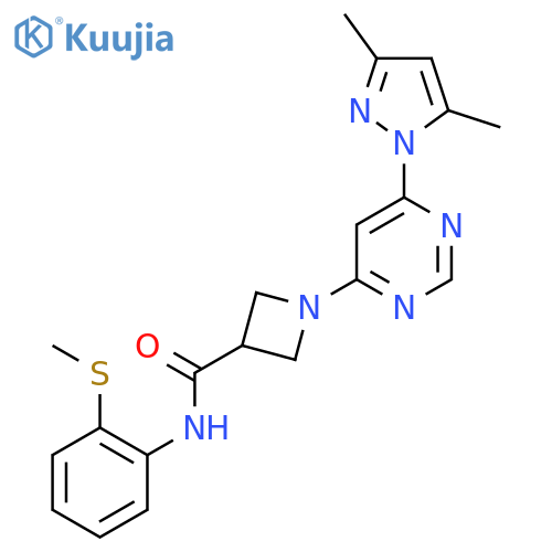 1-6-(3,5-dimethyl-1H-pyrazol-1-yl)pyrimidin-4-yl-N-2-(methylsulfanyl)phenylazetidine-3-carboxamide structure