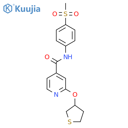 N-(4-(methylsulfonyl)phenyl)-2-((tetrahydrothiophen-3-yl)oxy)isonicotinamide structure