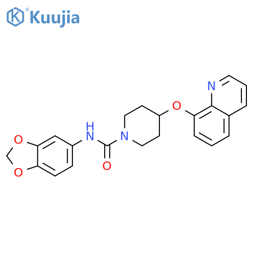 N-1,3-Benzodioxol-5-yl-4-(8-quinolinyloxy)-1-piperidinecarboxamide structure