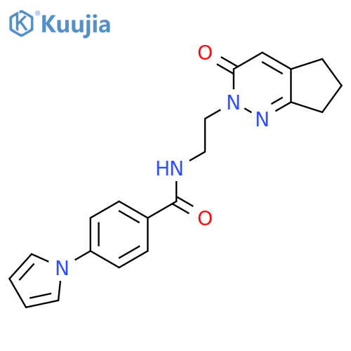 N-(2-{3-oxo-2H,3H,5H,6H,7H-cyclopentacpyridazin-2-yl}ethyl)-4-(1H-pyrrol-1-yl)benzamide structure