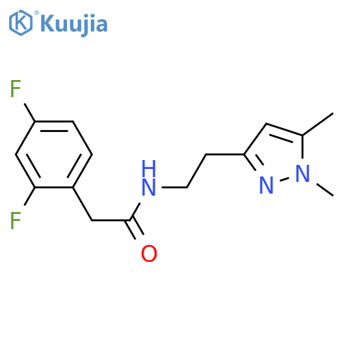 2-(2,4-difluorophenyl)-N-2-(1,5-dimethyl-1H-pyrazol-3-yl)ethylacetamide structure