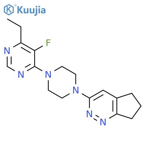 4-(4-{5H,6H,7H-cyclopentacpyridazin-3-yl}piperazin-1-yl)-6-ethyl-5-fluoropyrimidine structure