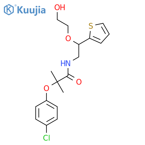 2-(4-chlorophenoxy)-N-2-(2-hydroxyethoxy)-2-(thiophen-2-yl)ethyl-2-methylpropanamide structure