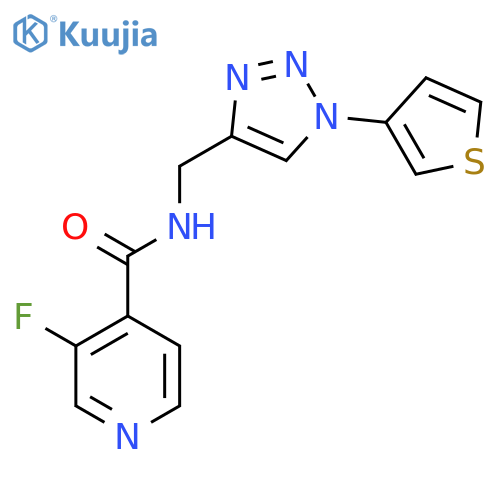 3-fluoro-N-{[1-(thiophen-3-yl)-1H-1,2,3-triazol-4-yl]methyl}pyridine-4-carboxamide structure