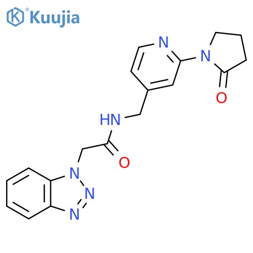 2-(1H-1,2,3-benzotriazol-1-yl)-N-{[2-(2-oxopyrrolidin-1-yl)pyridin-4-yl]methyl}acetamide structure