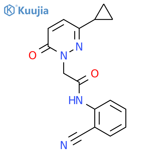 N-(2-cyanophenyl)-2-(3-cyclopropyl-6-oxo-1,6-dihydropyridazin-1-yl)acetamide structure