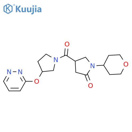 1-(oxan-4-yl)-4-[3-(pyridazin-3-yloxy)pyrrolidine-1-carbonyl]pyrrolidin-2-one structure