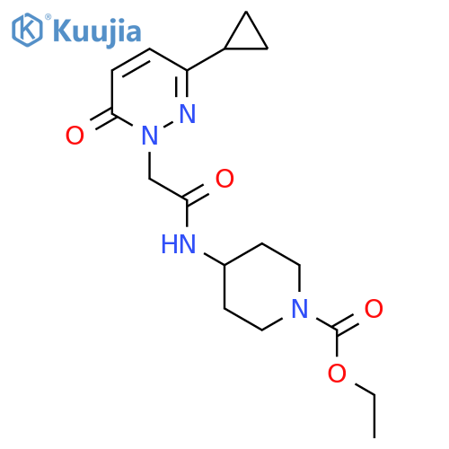 ethyl 4-[2-(3-cyclopropyl-6-oxo-1,6-dihydropyridazin-1-yl)acetamido]piperidine-1-carboxylate structure