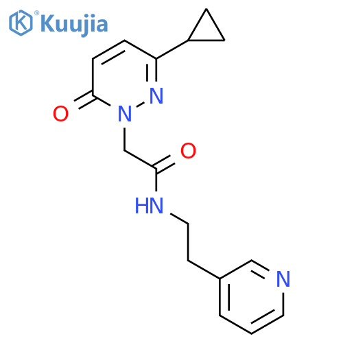 2-(3-cyclopropyl-6-oxo-1,6-dihydropyridazin-1-yl)-N-[2-(pyridin-3-yl)ethyl]acetamide structure