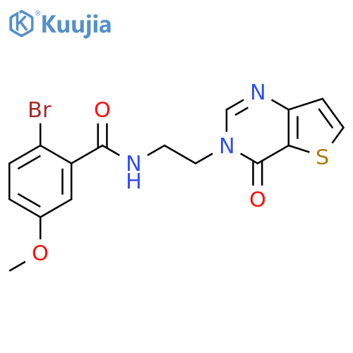 2-bromo-5-methoxy-N-(2-{4-oxo-3H,4H-thieno[3,2-d]pyrimidin-3-yl}ethyl)benzamide structure