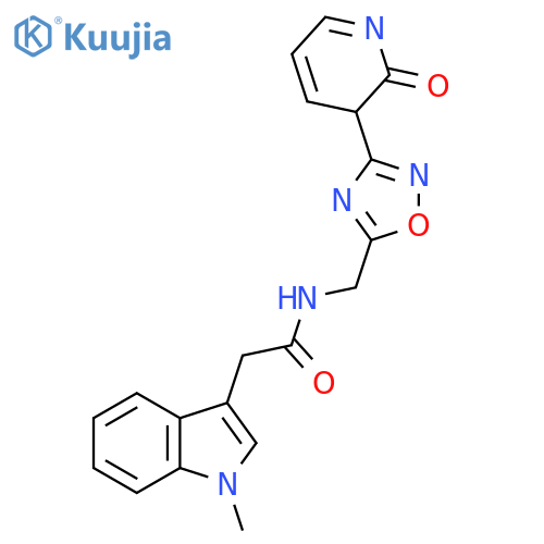 2-(1-methyl-1H-indol-3-yl)-N-{3-(2-oxo-1,2-dihydropyridin-3-yl)-1,2,4-oxadiazol-5-ylmethyl}acetamide structure