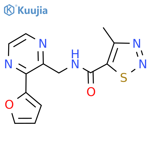 N-{[3-(furan-2-yl)pyrazin-2-yl]methyl}-4-methyl-1,2,3-thiadiazole-5-carboxamide structure