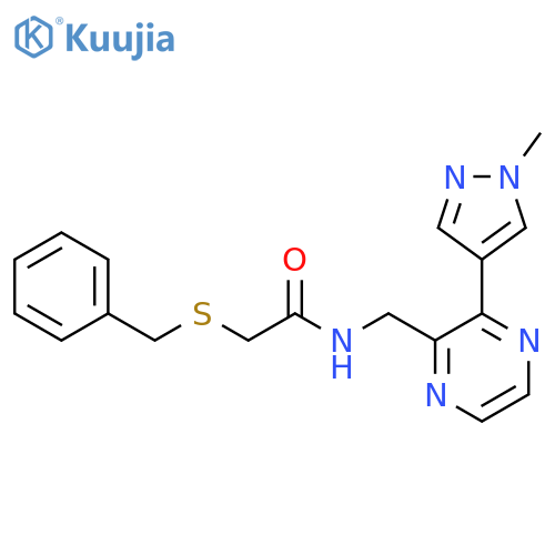 2-(benzylsulfanyl)-N-{3-(1-methyl-1H-pyrazol-4-yl)pyrazin-2-ylmethyl}acetamide structure
