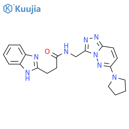 3-(1H-1,3-benzodiazol-2-yl)-N-{[6-(pyrrolidin-1-yl)-[1,2,4]triazolo[4,3-b]pyridazin-3-yl]methyl}propanamide structure