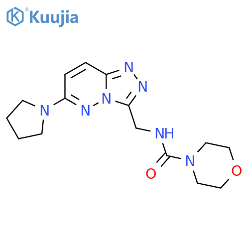 N-{6-(pyrrolidin-1-yl)-1,2,4triazolo4,3-bpyridazin-3-ylmethyl}morpholine-4-carboxamide structure