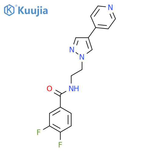 3,4-difluoro-N-{2-4-(pyridin-4-yl)-1H-pyrazol-1-ylethyl}benzamide structure