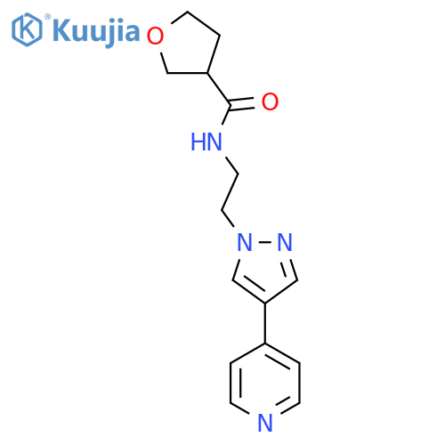 N-{2-[4-(pyridin-4-yl)-1H-pyrazol-1-yl]ethyl}oxolane-3-carboxamide structure