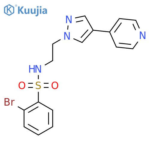 2-bromo-N-{2-4-(pyridin-4-yl)-1H-pyrazol-1-ylethyl}benzene-1-sulfonamide structure