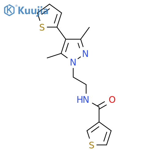 N-{2-[3,5-dimethyl-4-(thiophen-2-yl)-1H-pyrazol-1-yl]ethyl}thiophene-3-carboxamide structure