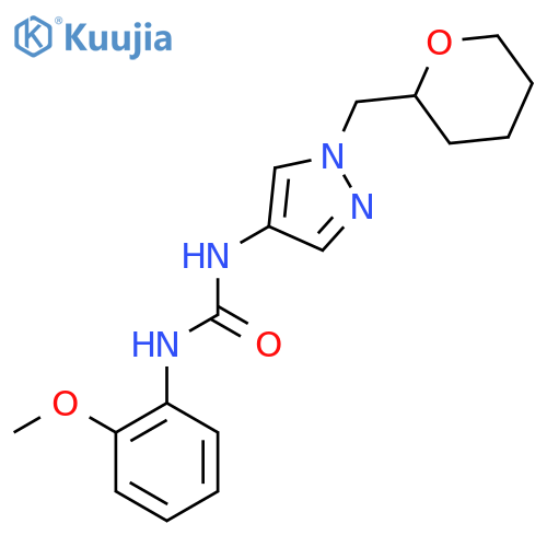 1-(2-methoxyphenyl)-3-(1-((tetrahydro-2H-pyran-2-yl)methyl)-1H-pyrazol-4-yl)urea structure