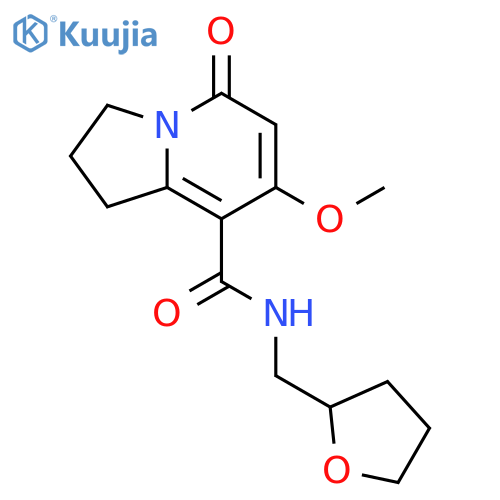 7-methoxy-5-oxo-N-(oxolan-2-yl)methyl-1,2,3,5-tetrahydroindolizine-8-carboxamide structure