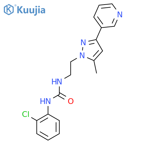 1-(2-chlorophenyl)-3-{2-5-methyl-3-(pyridin-3-yl)-1H-pyrazol-1-ylethyl}urea structure