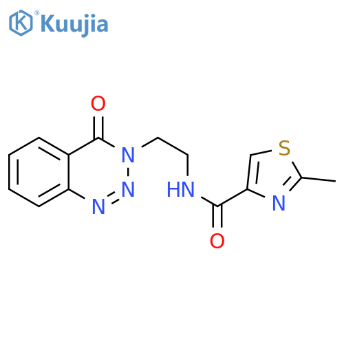 2-methyl-N-[2-(4-oxo-3,4-dihydro-1,2,3-benzotriazin-3-yl)ethyl]-1,3-thiazole-4-carboxamide structure