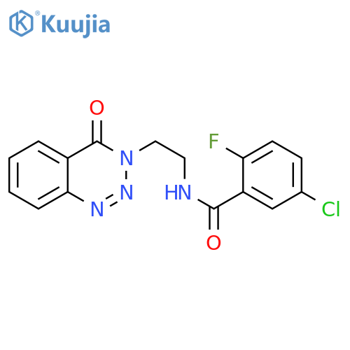 5-chloro-2-fluoro-N-[2-(4-oxo-3,4-dihydro-1,2,3-benzotriazin-3-yl)ethyl]benzamide structure