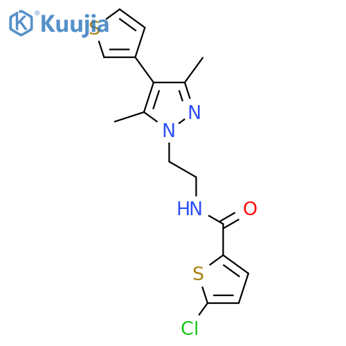 5-chloro-N-{2-[3,5-dimethyl-4-(thiophen-3-yl)-1H-pyrazol-1-yl]ethyl}thiophene-2-carboxamide structure