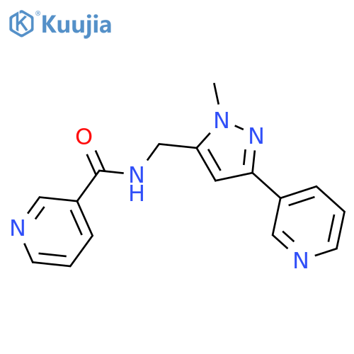 N-{1-methyl-3-(pyridin-3-yl)-1H-pyrazol-5-ylmethyl}pyridine-3-carboxamide structure