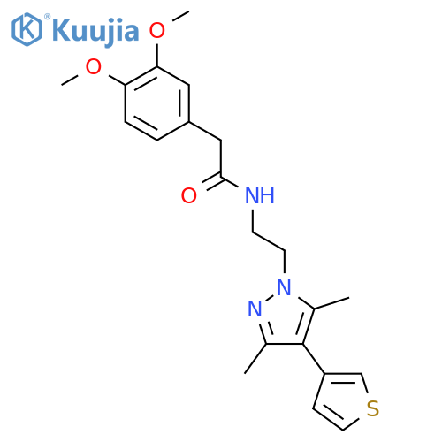 2-(3,4-dimethoxyphenyl)-N-{2-[3,5-dimethyl-4-(thiophen-3-yl)-1H-pyrazol-1-yl]ethyl}acetamide structure