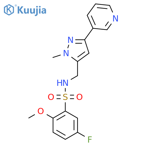 5-fluoro-2-methoxy-N-{1-methyl-3-(pyridin-3-yl)-1H-pyrazol-5-ylmethyl}benzene-1-sulfonamide structure