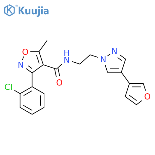 3-(2-chlorophenyl)-N-{2-[4-(furan-3-yl)-1H-pyrazol-1-yl]ethyl}-5-methyl-1,2-oxazole-4-carboxamide structure