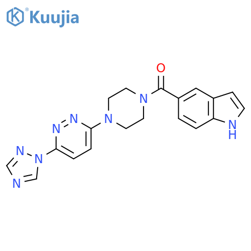 (4-(6-(1H-1,2,4-triazol-1-yl)pyridazin-3-yl)piperazin-1-yl)(1H-indol-5-yl)methanone structure