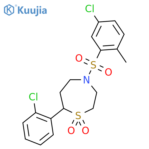4-(5-chloro-2-methylbenzenesulfonyl)-7-(2-chlorophenyl)-1lambda6,4-thiazepane-1,1-dione structure
