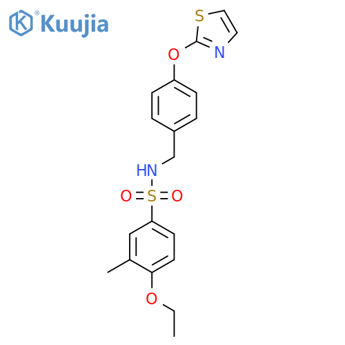 4-ethoxy-3-methyl-N-(4-(thiazol-2-yloxy)benzyl)benzenesulfonamide structure