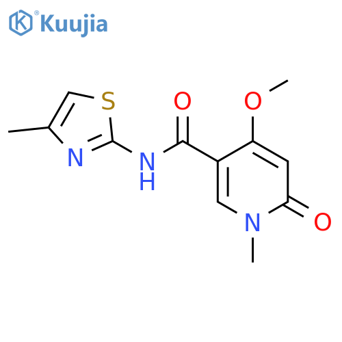 4-methoxy-1-methyl-N-(4-methylthiazol-2-yl)-6-oxo-1,6-dihydropyridine-3-carboxamide structure